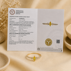 Newly Design 14KT Solid Gold <b>Ring</b> With Lab Grown Diamond and Yellow Sapphire Brilliant Cut Trendy Fine Gold Jewelry for Women - Product Image 6