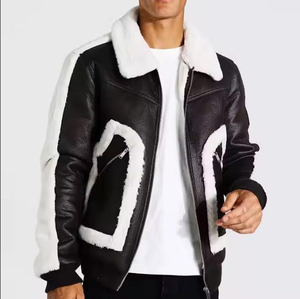 Chaqueta Bomber de Cuero Premium de Marca para Invierno, Transpirable, con Forro de Sherpa Cálido, Producción OEM Personalizada Lista para Enviar - Product Image 6