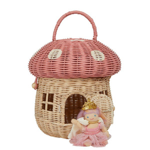 House Shaped Wicker Storage Basket with Lid Decorative Rattan Organizer for Kids Room Nursery Toy Storage Cute Home Decor Basket - Product Image 2