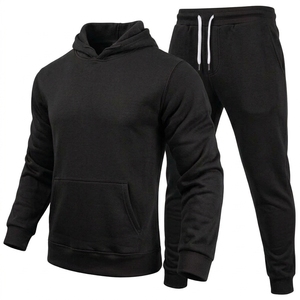 Premium Custom Logo 350 GSM Cotton Heavy Fleece Mens Tracksuit Blank <b>Plain</b> <b>Hoodie</b> Joggers Set OEM Bulk Streetwear Suits - Product Image 1