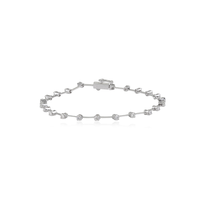 Produits très demandés : Bracelet tennis élégant à diamants ronds taille brillant espacés, bijoux étincelants en or blanc 14K original