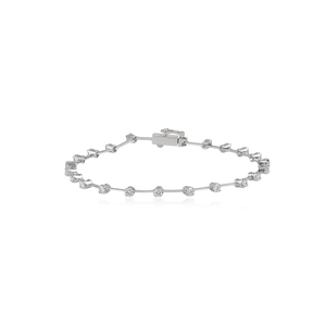 Hot Selling Products Round Brilliant Cut Diamond Spaced-Out Sleek Tennis Bracelet Sparkle Jewelry 14K Original White <b>Gold</b> - Product Image 1