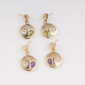 Pendientes Colgantes de Árbol de la Vida Chapados en Oro con Amatista Natural, Joyería Minimalista con Gema de Pera Inspirada en la Naturaleza, Regalo para Mujer, Fiesta - Product Image 3