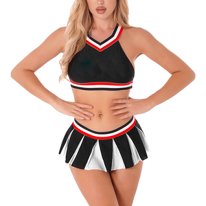 Uniformes de Porristas para Mujer, Cintura Elástica, Transpirables, Cómodos, Venta al Por Mayor, Personalizables, Estampados, con Pedrería, Cuello en V, Corte Recortado - Product Image 1