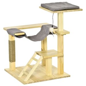 Torre di Lusso per Gatti con Tiragraffi, Arredamento per Animali Domestici, Struttura per Arrampicata e Gioco, Confezionata in Cartone - Product Image 2