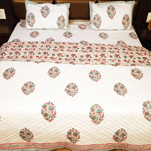 Bohemian Floral Print Organic Cotton <b>Quilt</b> <b>Bedspread</b> Soft Touch Woven Queen Size Handmade Bedding Set Washable Home Use - Product Image 6