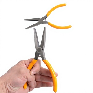 MANAN INSTRUMENTS Flat Nose Pliers Tapered Baguette Cut Orange Handle Stainless Steel Jewelry Tool for DIY <b>Crafts</b> - Product Image 1