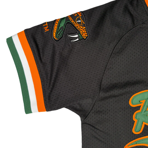 Camiseta de Béisbol Personalizada Estilo FAMU Rattlers, Negra, de Malla, con Cuello en V, Logotipo Bordado, Fabricante Mayorista - Product Image 3