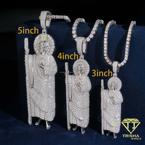 จี้รูปนักบุญฮิปฮอปประดับเพชรโมอิสซาไนต์ เงินแท้ 925 ดีไซน์หรูหรา - Product Image 1
