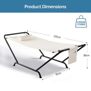 "550LBS Heavy Duty Freestanding <b>Hammock</b> with Stand Soft Pillow & Storage Bag Beige" - Product Image 5