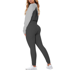 Women fitness wear two piece gym <b>tracksuit</b> jogging set high quality workout activewear - Product Image 5
