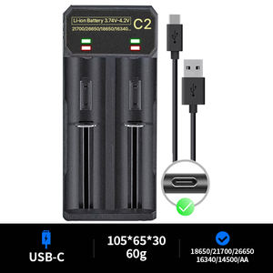 Cargador de Batería Portátil ZEROBEAM USB C de Carga Rápida con 2 Ranuras e Iluminación LED para Baterías Recargables de Iones de Litio 21700 18650 26650 y NiMH - Product Image 2