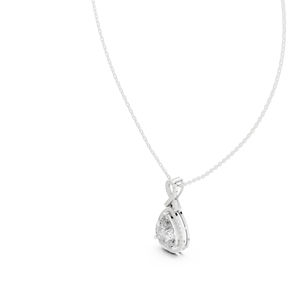 Colgante de Oro Blanco de 14K con Diamantes Cultivados en Laboratorio en Forma de Pera y Redondos para Mujer |   Compromiso |   Diamante Cultivado Nuevo - Product Image 5