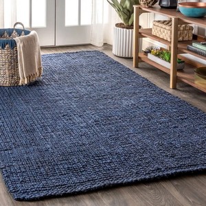 Tapis en jute tissé à la main, couleur unie, rectangulaire, style moderne, à poils plats, épaisseur fine, nettoyage facile, adapté aux animaux domestiques et aux enfants, pour salon - Product Image 1