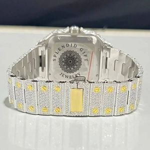 Reloj de Lujo con Diamantes Cuadrados, Regalo Espléndido, Cuarzo Analógico, Moissanita, Plata, Cierre Oculto, Correa de 15 mm para Hombre, Cristal de Zafiro - Product Image 6