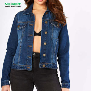 Chaqueta vaquera azul índigo premium para mujer, estilo casual, corte ajustado, de algodón, tipo camionero, estilo retro, con botones, prenda exterior, top para dama - Product Image 1