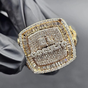 Bague de championnat unisexe personnalisable pour homme en argent 925 avec diamant Moissanite, style Hip Hop Rapper, avec initiale en relief, cadeau - Product Image 1