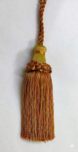 Tassel Decorative Pillow Accent Orange Gold Satin Blue Cushion Trim - Product Image 4