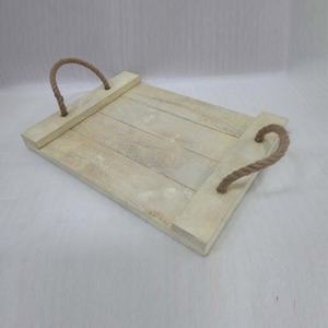 Bandeja Rectangular de Bambú con Mango de Cuerda para Servir, Bandeja de Madera para Comida, Cuenco y Bandeja de Madera, Venta Al por Mayor - Product Image 2