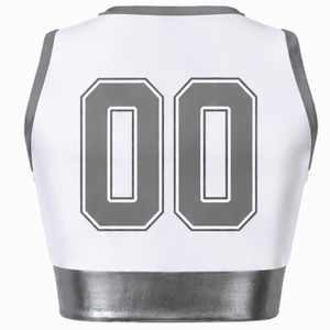 Maillot de cheerleading sans manches sublimé blanc et gris, tenue de sport athlétique pour l'entraînement, la performance et la compétition - Product Image 2