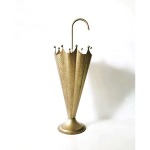 Paragüero de latón macizo estilo vintage, soporte decorativo de metal dorado para el hogar, estante para bastones de pie, estilo antiguo - Product Image 1