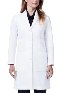 Blouse de laboratoire blanche tissée pour femmes, coton et polyester, uniforme d'hôpital, 3 poches, fermeture à boutons, blouse médicale pour médecin - Product Image 1