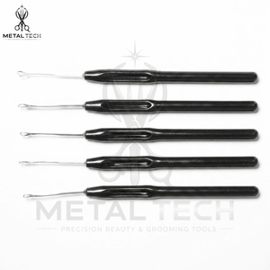 Wholesale Hair Extension Pulling <b>Needle</b> Black Handle Wire Loop <b>Threader</b> Latch Hook Set For Micro Ring Installation - Product Image 5