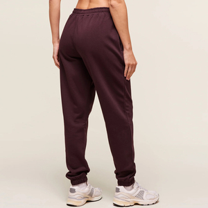 Pantalon de jogging tricoté pour femme, taille mi-haute, coupe droite, couleur cerise, décontracté, doux et confortable - Product Image 2