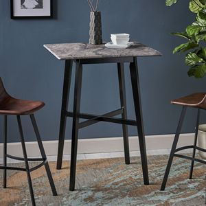 Modern 42\" <b>Bar</b> Height Dining <b>Table</b> with Paladina <b>Marble</b> Finish Rubberwood Legs Laminate <b>Table</b> Top in Black-Paladina Collection - Product Image 4