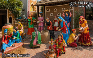 Exhibición Temática de Pueblo Cultural Indio para Decoración de Restaurantes al Aire Libre, Compre Estatuas de Fibra con Temática Punjabi Virsa para Restaurantes en EE. UU. - Product Image 5