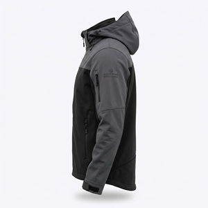Chaqueta Softshell Negra Carbón con Panel, Resistente a la Intemperie, Cuello Alto, Cremallera Completa, Uniforme Utilitario, Ropa Deportiva para Exteriores - Product Image 4
