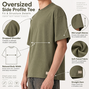 T-shirt ample coupe carrée pour homme, épaules tombantes, 100 % coton, style streetwear décontracté, respirant, écologique, fabricant de vêtements en gros - Product Image 5