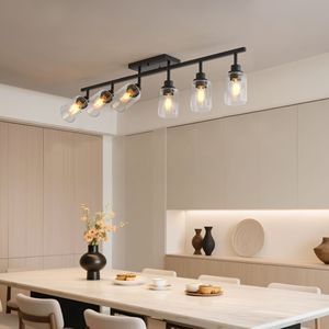 Kit di illuminazione a binario nero a 5 luci, applique da parete per bagno e luci orientabili a soffitto per cucina - Product Image 4
