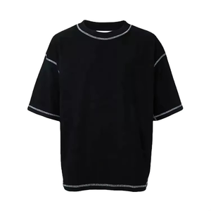 Camiseta de algodón personalizada al por mayor para hombre, talla grande, de verano, nueva, holgada, de manga corta, a rayas, informal, moderna. - Product Image 4