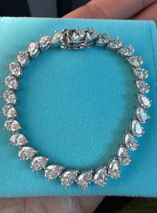 Pulsera de tenis de plata de ley 925 con moissanita, diseño de corazón, cadena de eslabones, para regalo de boda o compromiso - Product Image 1