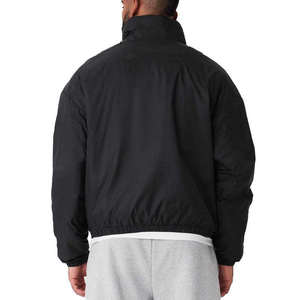 Veste coupe-vent noire pour homme à col montant, manches longues, couleur unie, décontractée, pour l'automne, coupe régulière, en polyester - Product Image 1