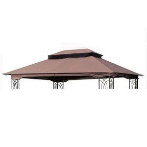 Outdoor Patio Double-Tiered Gazebo <b>Tent</b> Roof Top Cover 10x12 Ft Replacement <b>Canopy</b> Brown (Frame Not Included) - Product Image 1
