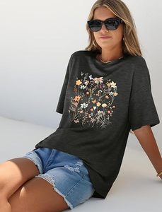 Camisetas de Verano para Mujer, Talla Grande, Cuello Redondo, Manga Regular, Estampadas, Tejido Holgado, Ecológicas, de Secado Rápido, Transpirables y Antiarrugas - Product Image 4