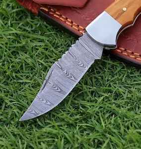 Cuchillo Plegable de Acero de Damasco de Grado Industrial OEM Personalizado con Funda de Cuero, Regalo Personalizado Grabado, Producto Palace LLC - Product Image 5