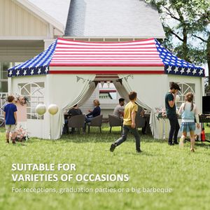 Tenda per feste con bandiera americana resistente da 22,3 x 16,4 piedi con 2 porte e 6 finestre, telaio in acciaio e tessuto in poliestere - Product Image 4