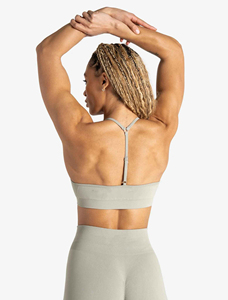 Sujetador deportivo halter sin costuras con cuello redondo para mujer, color liso, soporte medio, transpirable, para yoga y ropa deportiva - Product Image 3