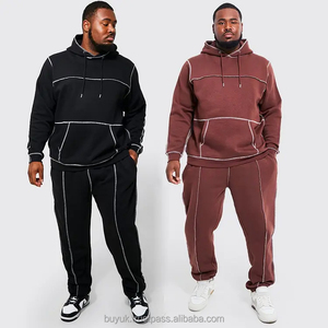 Men's High Quality <b>Hoodie</b> and Sweatpants Set Custom Design Plain Contrast Stitch Jogger Suits Plus Size Winter Tracksuits - Product Image 5