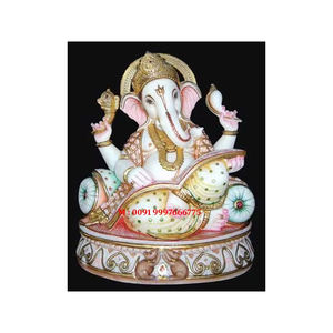 Statue de Ganesha en marbre blanc, si magnifique, pour le culte et la décoration à la maison et au temple, au meilleur prix raisonnable - Product Image 6