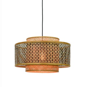 Bamboo Woven Pendant <b>Light</b> Shade Eco Friendly Ceiling Lamp <b>Cover</b> Modern Hanging Lamp for Living Room Restaurant - Product Image 1