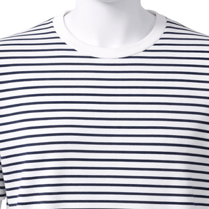 T-shirt décontracté rayé vierge pour homme, col rond, manches courtes, en coton, séchage rapide, respirant, avec option OEM – Vente en gros - Product Image 3