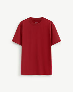 T-shirt pour homme à manches courtes, col rond, en coton 100% écologique, respirant, anti-plis, coupe classique, tricoté, 180g - Product Image 1