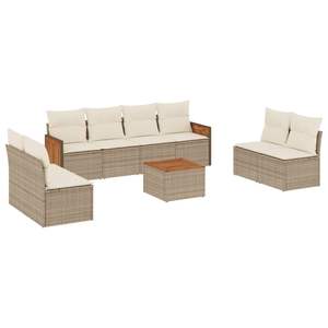 Ensemble de canapés de jardin beige, meubles en rotin d'extérieur avec coussins en mousse haute densité, design contemporain imperméable - Product Image 4