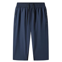 Capris pour hommes grandes tailles, longueur 3/4, sportifs, respirants, séchage rapide, imperméables, décontractés, couleur unie, taille élastique, jambe large