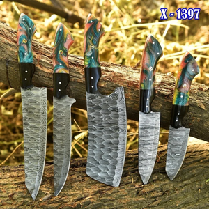 LEGACY BLADES Ensemble de 5 couteaux de chef en acier Damas fait main, manche en résine, couteaux de cuisine professionnels pour la restauration - Product Image 6