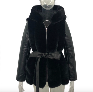 Abrigo de Invierno Talla Grande 5XL, Abrigo Largo con Cierre de Cremallera y Cinturón Tejido, Color Negro - Product Image 5